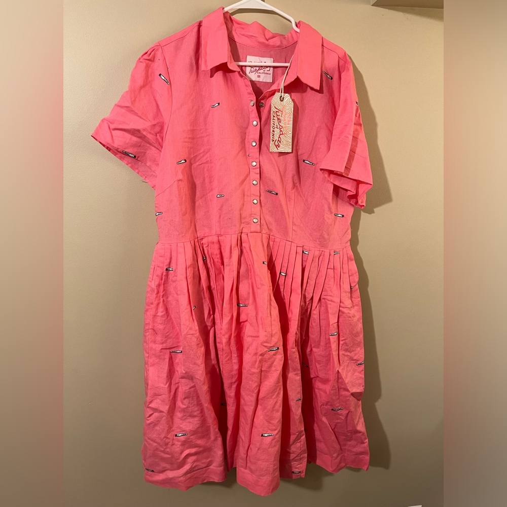 Pink Button-Up Mini Dress - Picture 2 of 7